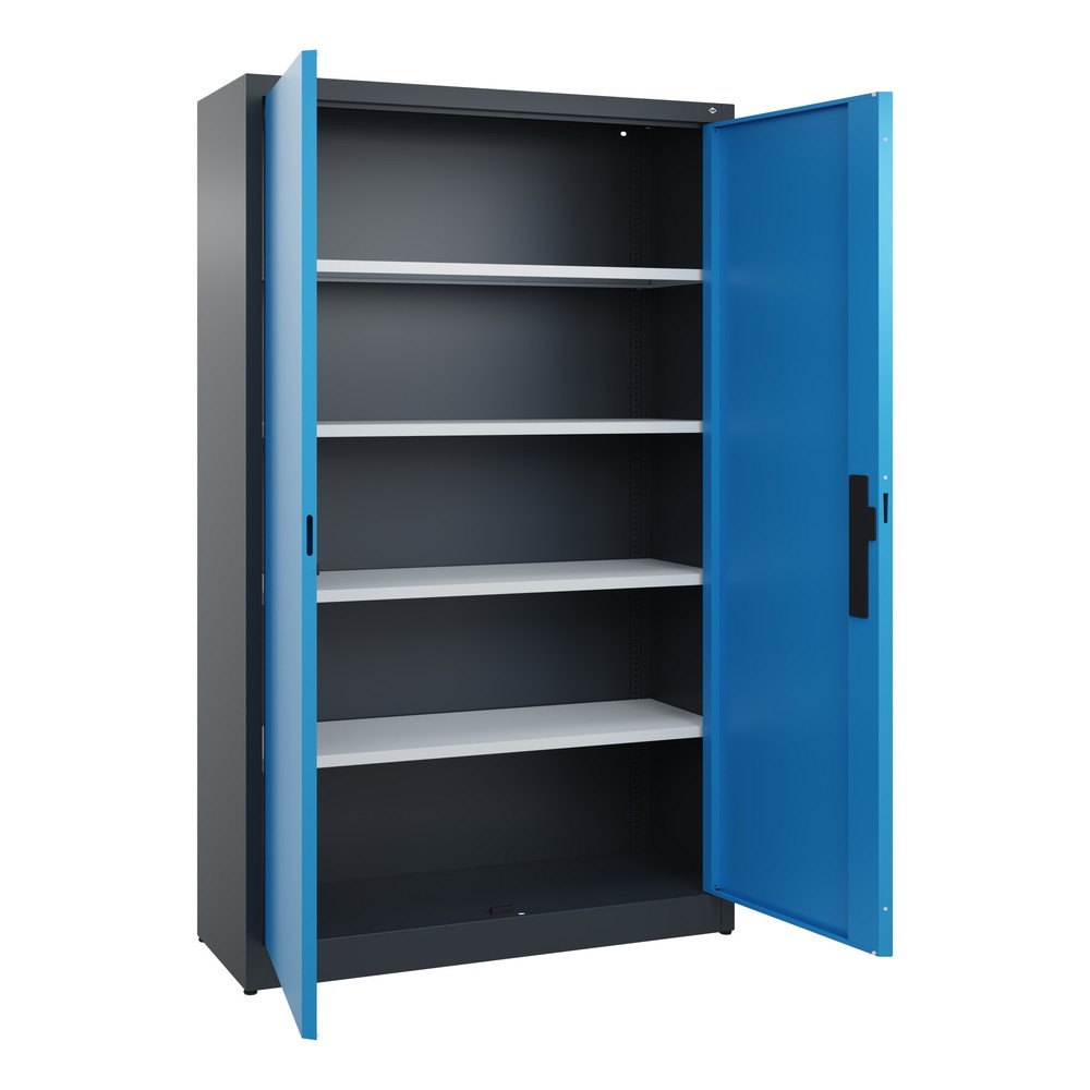 Numéro de l'image du produit 4: Armoire à portes battantes C+P, 5 niveaux, H x l x P 1950 x 1 200 x 400 mm, gris anthracite, bleu clair