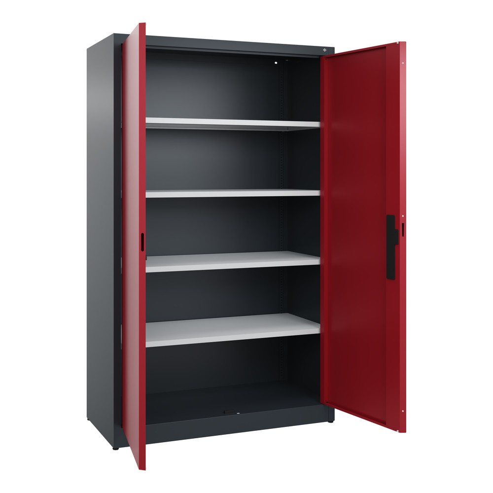 Numéro de l'image du produit 4: Armoire à portes battantes C+P, 5 niveaux, H x l x P 1950 x 1 200 x 500 mm, gris anthracite, rouge rubis