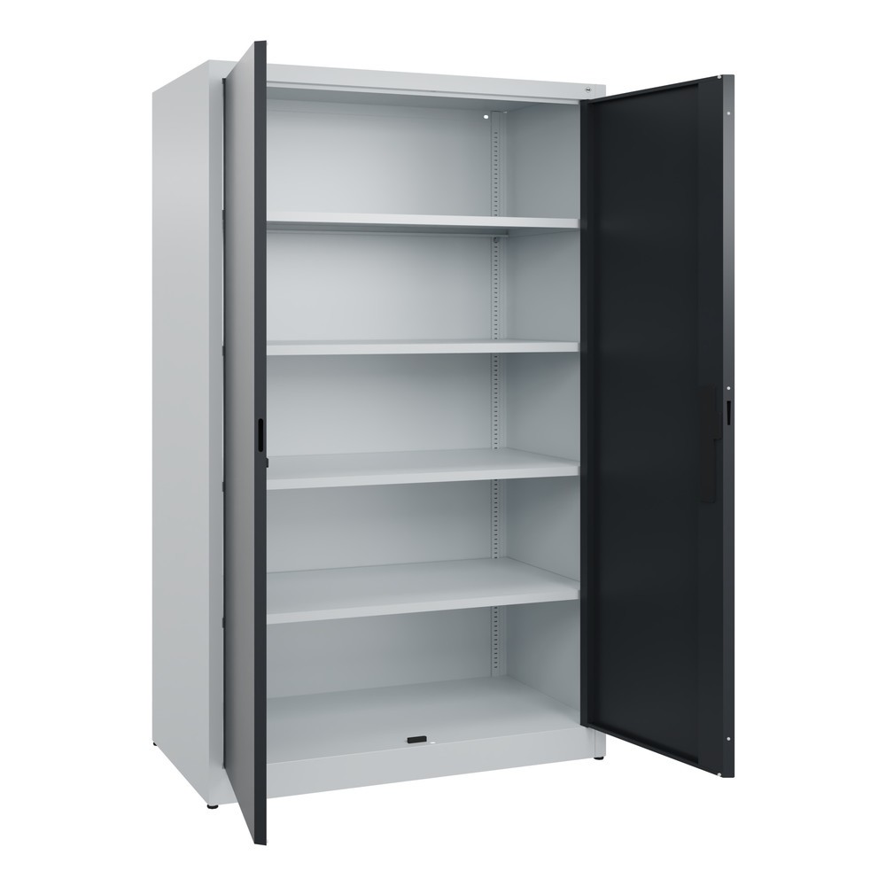 Numéro de l'image du produit 4: Armoire à portes battantes C+P, 5 niveaux, H x l x P 1950 x 1 200 x 600 mm, gris clair, gris noir
