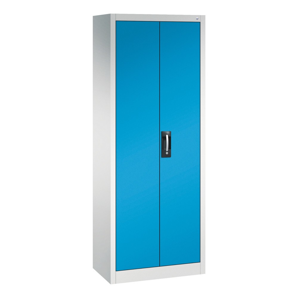 Numéro de l'image du produit 1: Armoire à portes battantes d’atelier C+P avec 4 tablettes, H x l x P 1 950 x 700 x 400 mm, gris clair, bleu clair