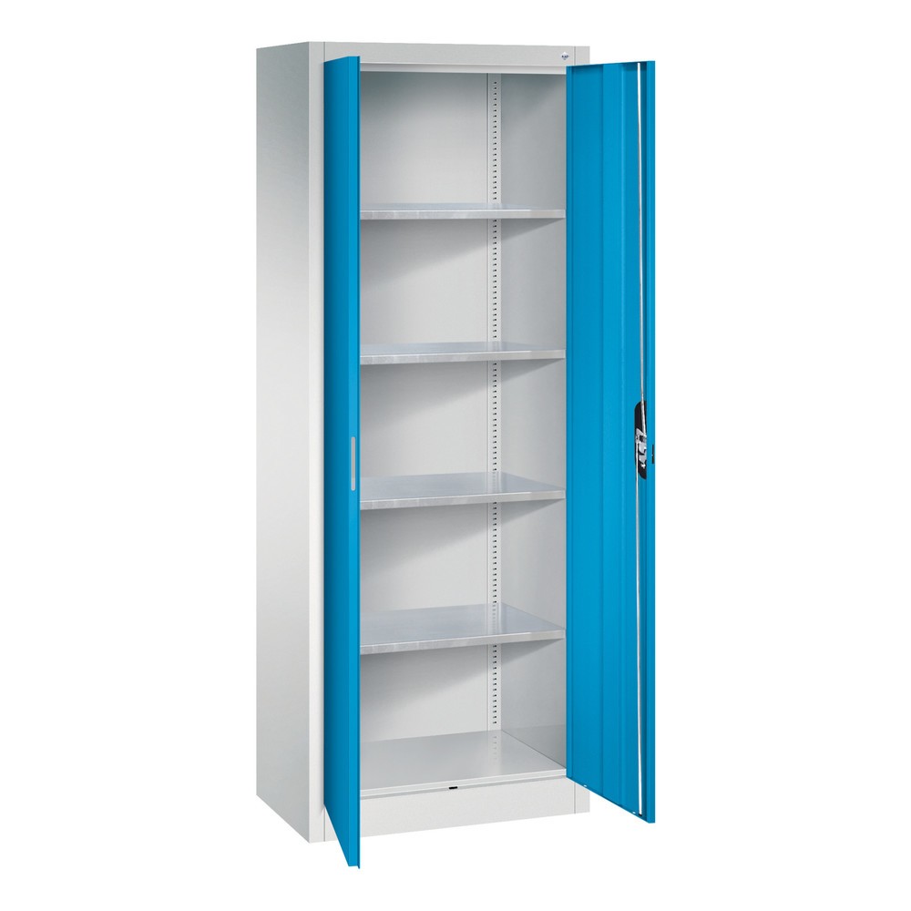 Numéro de l'image du produit 18: Armoire à portes battantes d’atelier C+P avec 4 tablettes, H x l x P 1 950 x 700 x 400 mm, gris clair, bleu clair