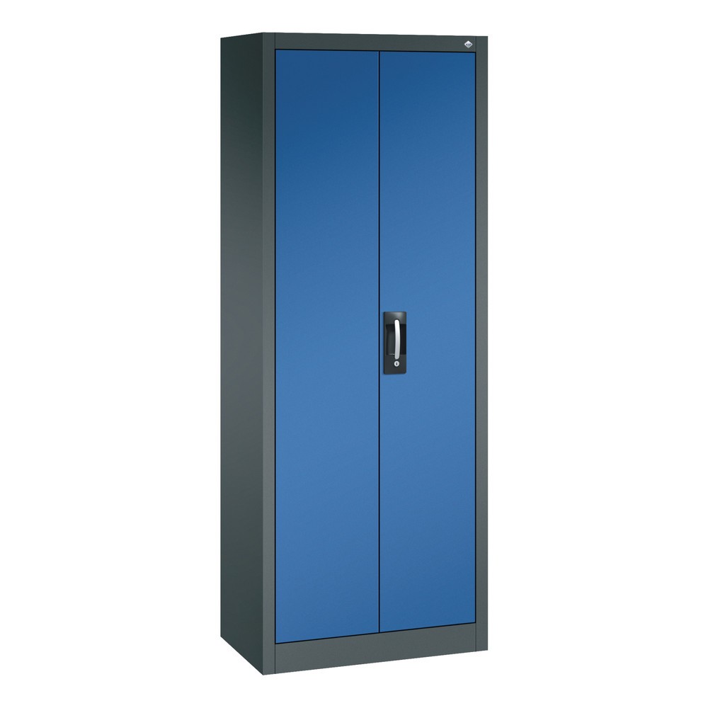 Numéro de l'image du produit 1: Armoire à portes battantes d’atelier C+P avec 4 tablettes, H x l x P 1 950 x 700 x 400 mm, gris anthracite, bleu gentiane