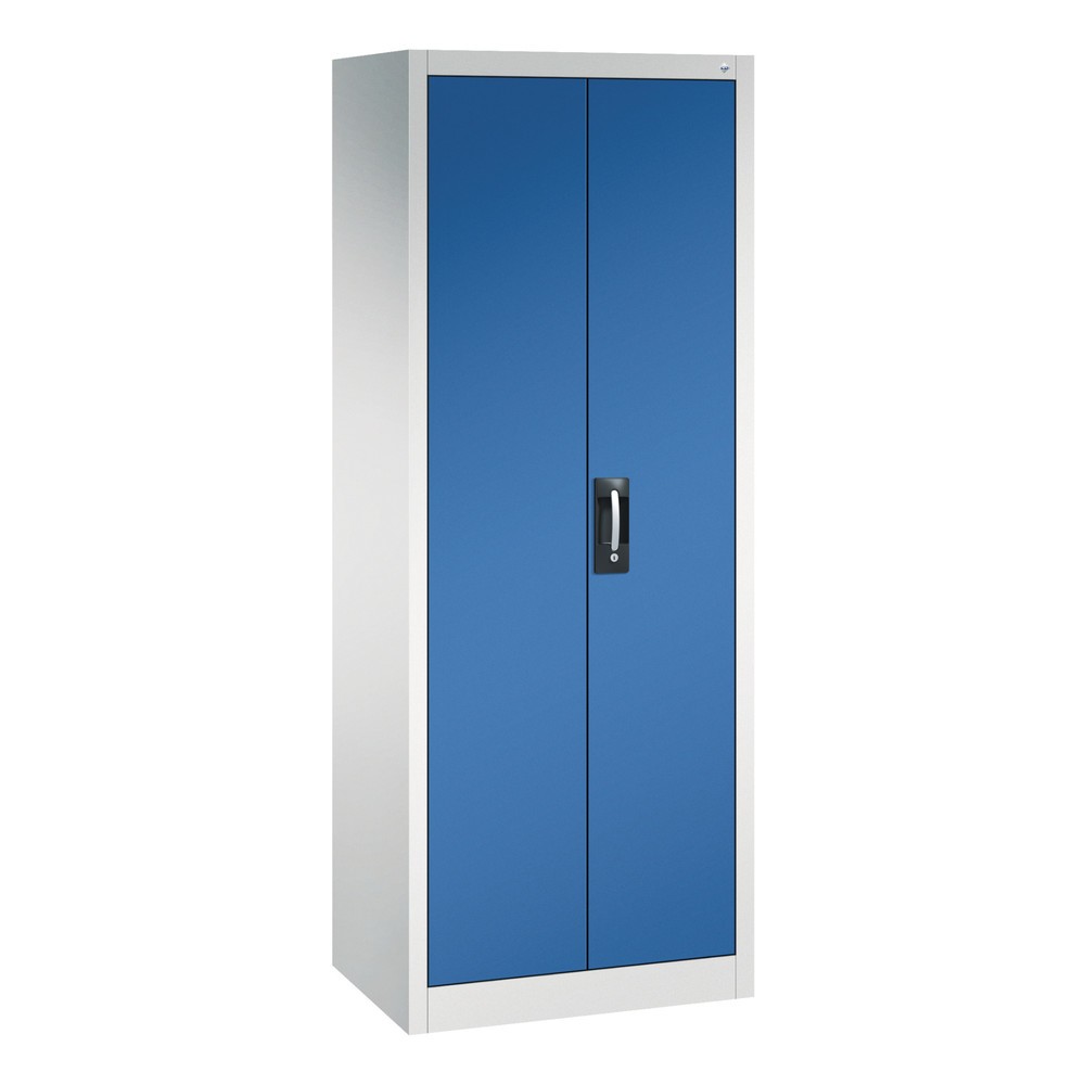 N° de l'image du produit 1 : Armoire à portes battantes d’atelier C+P avec 4 tablettes, H x l x P 1 950 x 700 x 500 mm, gris clair, bleu gentiane