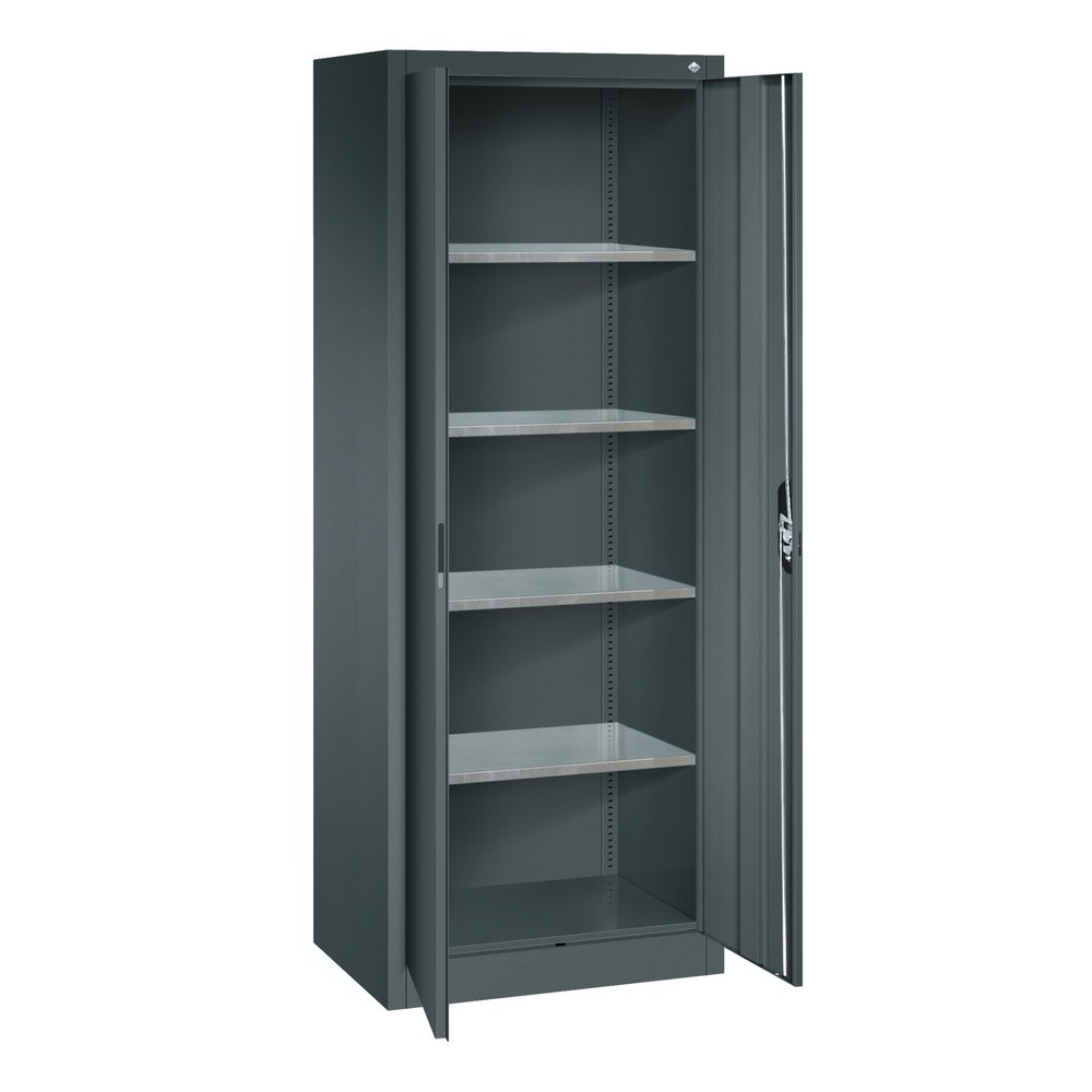 N° de l'image du produit 18 : Armoire à portes battantes d’atelier C+P avec 4 tablettes, H x l x P 1 950 x 700 x 500 mm, gris anthracite, gris anthracite