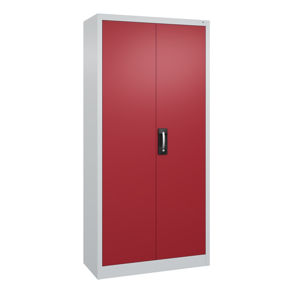 Illustration du produit: Armoire à portes battantes d’atelier C+P avec 4 tablettes, H x l x P 1 950 x 930 x 400 mm, gris clair, rouge rubis