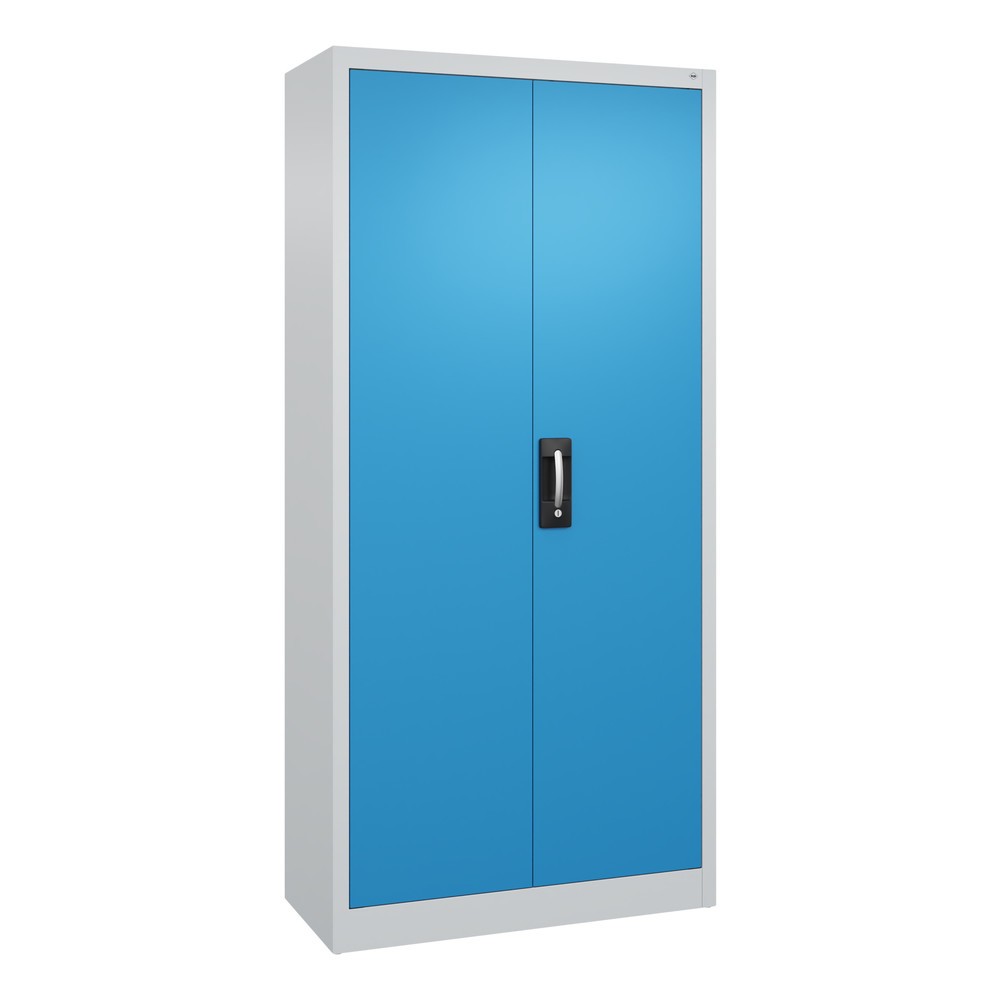 Numéro de l'image du produit 1: Armoire à portes battantes d’atelier C+P avec 4 tablettes, H x l x P 1 950 x 930 x 400 mm, gris clair, bleu clair