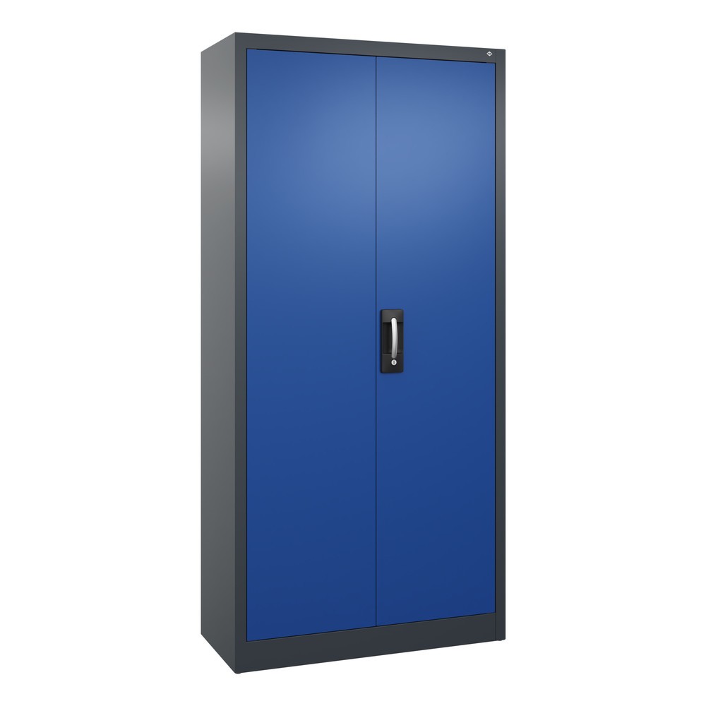 Numéro de l'image du produit 1: Armoire à portes battantes d’atelier C+P avec 4 tablettes, H x l x P 1 950 x 930 x 400 mm, gris anthracite, bleu gentiane