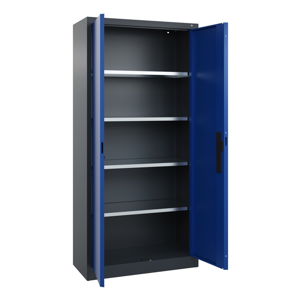 Numéro de l'image du produit 18: Armoire à portes battantes d’atelier C+P avec 4 tablettes, H x l x P 1 950 x 930 x 400 mm, gris anthracite, bleu gentiane