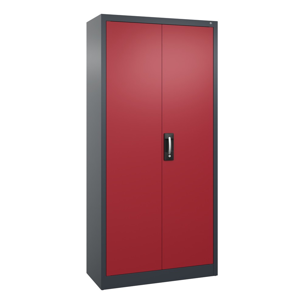 Illustration du produit: Armoire à portes battantes d’atelier C+P avec 4 tablettes, H x l x P 1 950 x 930 x 400 mm, gris anthracite, rouge rubis