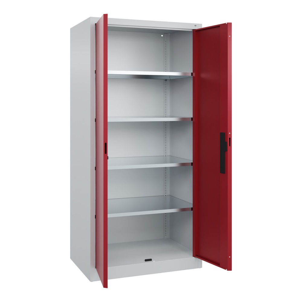 Numéro de l'image du produit 17: Armoire à portes battantes d’atelier C+P avec 4 tablettes, H x l x P 1 950 x 930 x 600 mm, gris clair, rouge rubis