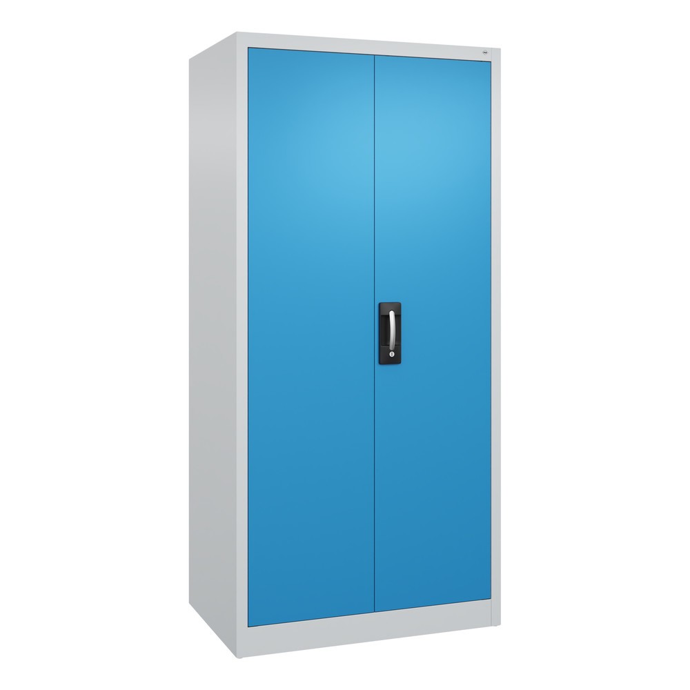 Illustration du produit: Armoire à portes battantes d’atelier C+P avec 4 tablettes, H x l x P 1 950 x 930 x 600 mm, gris clair, bleu clair