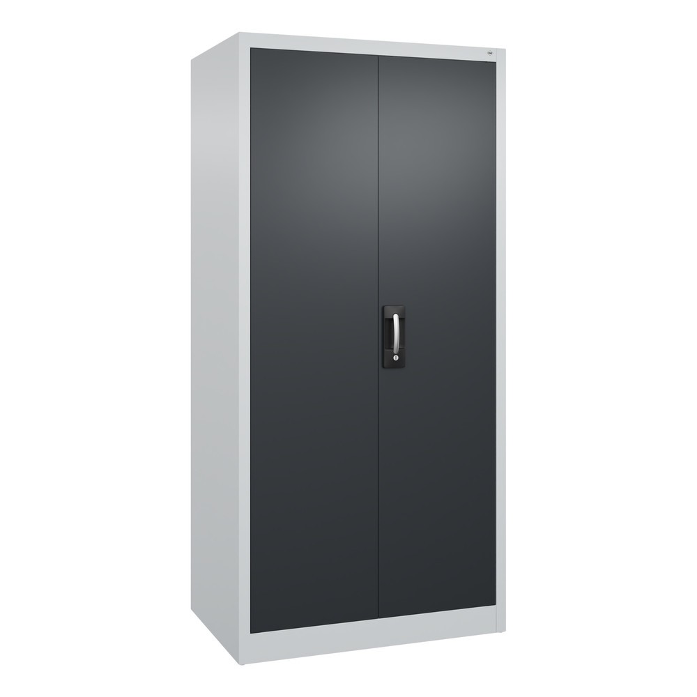 Illustration du produit: Armoire à portes battantes d’atelier C+P avec 4 tablettes, H x l x P 1 950 x 930 x 600 mm, gris clair, gris noir