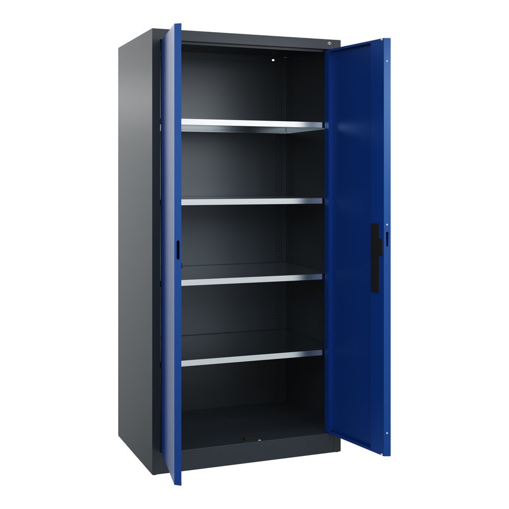 Numéro de l'image du produit 17: Armoire à portes battantes d’atelier C+P avec 4 tablettes, H x l x P 1 950 x 930 x 600 mm, gris anthracite, bleu gentiane