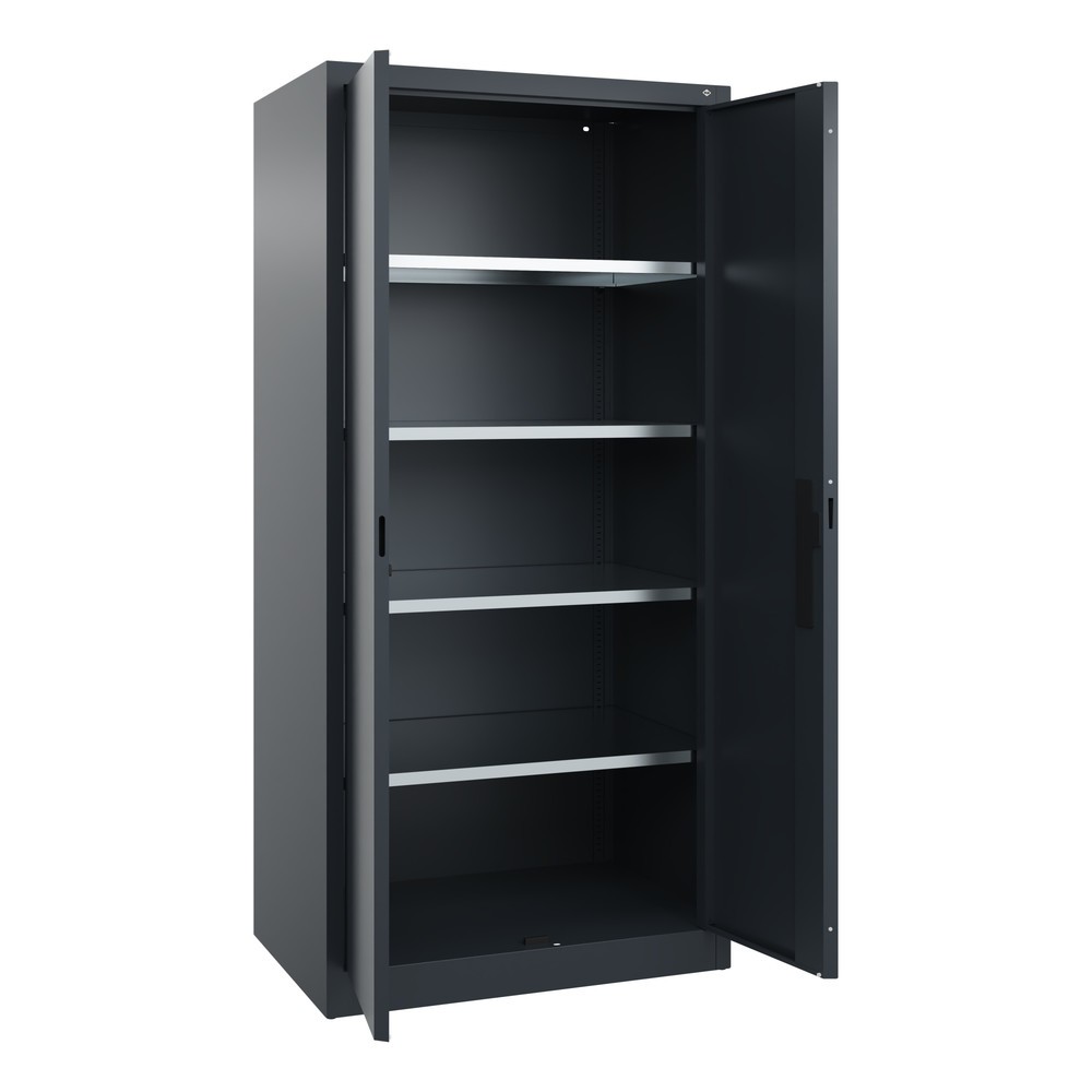 N° de l'image du produit 17 : Armoire à portes battantes d’atelier C+P avec 4 tablettes, H x l x P 1 950 x 930 x 600 mm, gris anthracite, gris anthracite