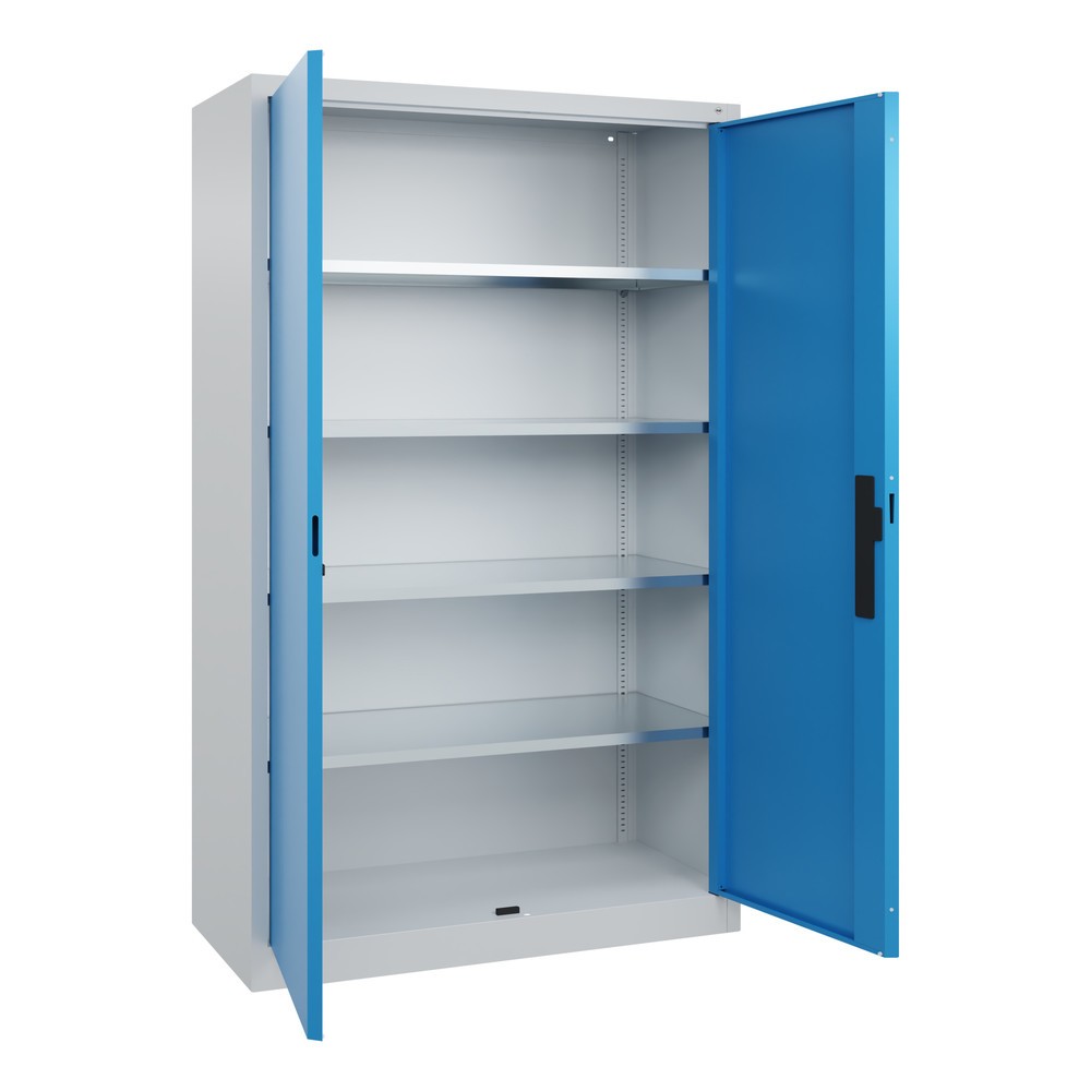 Numéro de l'image du produit 17: Armoire à portes battantes d’atelier C+P avec 4 tablettes, H x l x P 1 950 x 1 200 x 500 mm, gris clair, bleu clair