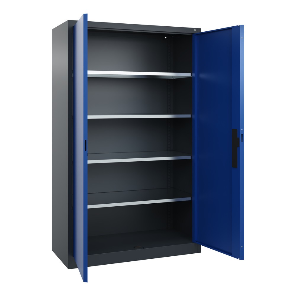 Numéro de l'image du produit 17: Armoire à portes battantes d’atelier C+P avec 4 tablettes, H x l x P 1 950 x 1 200 x 500 mm, gris anthracite, bleu gentiane