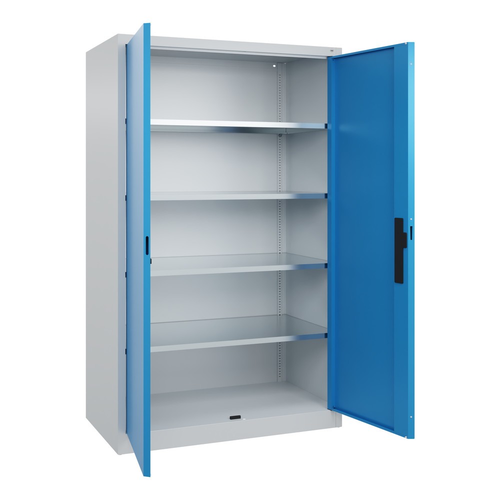 Numéro de l'image du produit 17: Armoire à portes battantes d’atelier C+P avec 4 tablettes, H x l x P 1 950 x 1 200 x 600 mm, gris clair, bleu clair