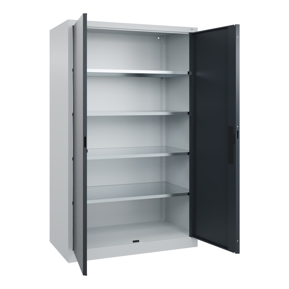Numéro de l'image du produit 17: Armoire à portes battantes d’atelier C+P avec 4 tablettes, H x l x P 1 950 x 1 200 x 600 mm, gris clair, gris anthracite