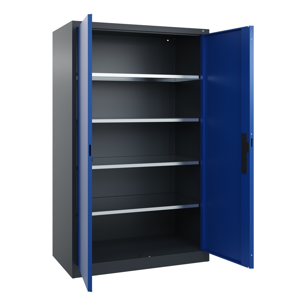 Numéro de l'image du produit 17: Armoire à portes battantes d’atelier C+P avec 4 tablettes, H x l x P 1 950 x 1 200 x 600 mm, gris anthracite, bleu gentiane