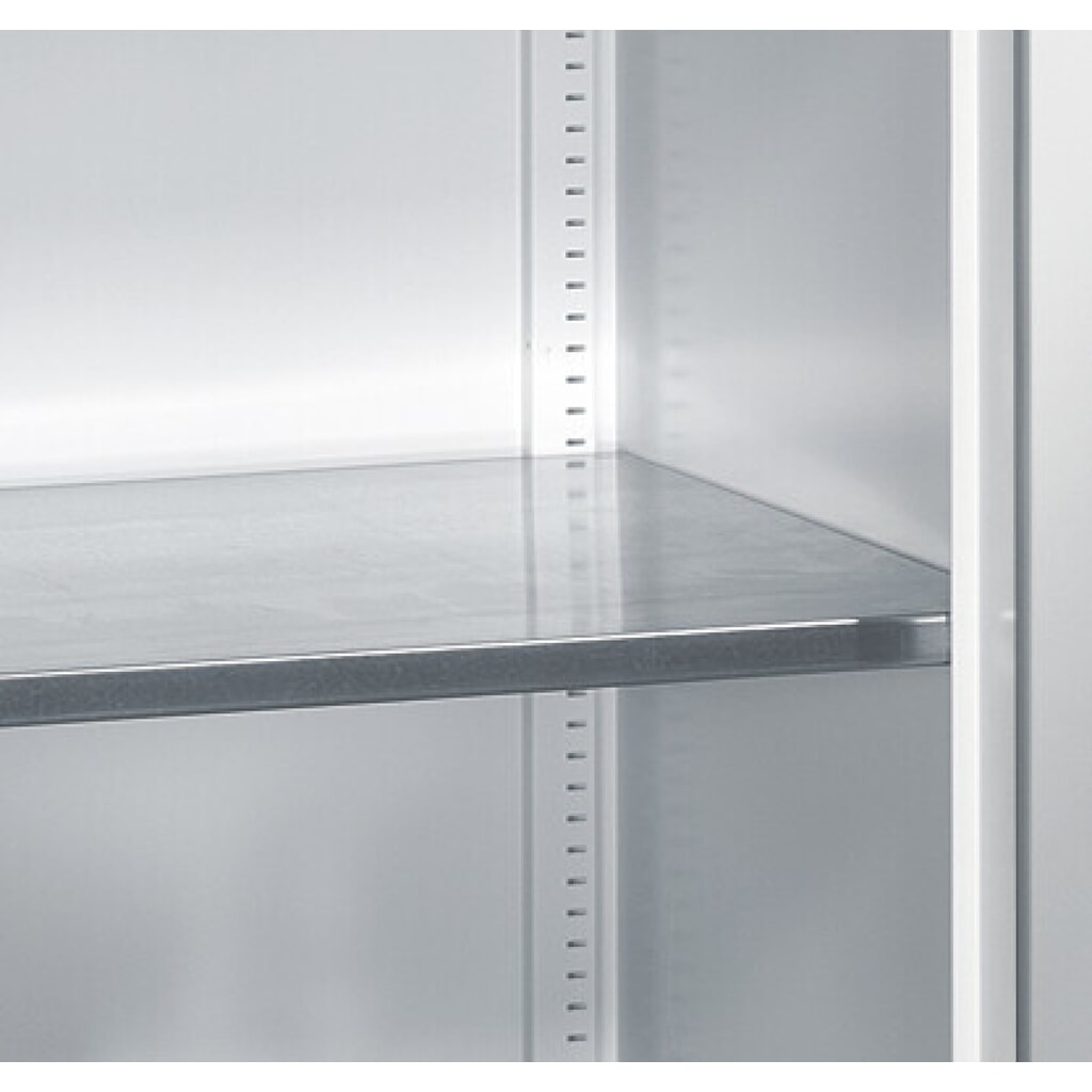 N° de l'image du produit 3 : Armoire à portes battantes d’atelier C+P avec paroi centrale + 8 tablettes, H x l x P 1 950 x 930 x 500 mm, gris clair, bleu gentiane