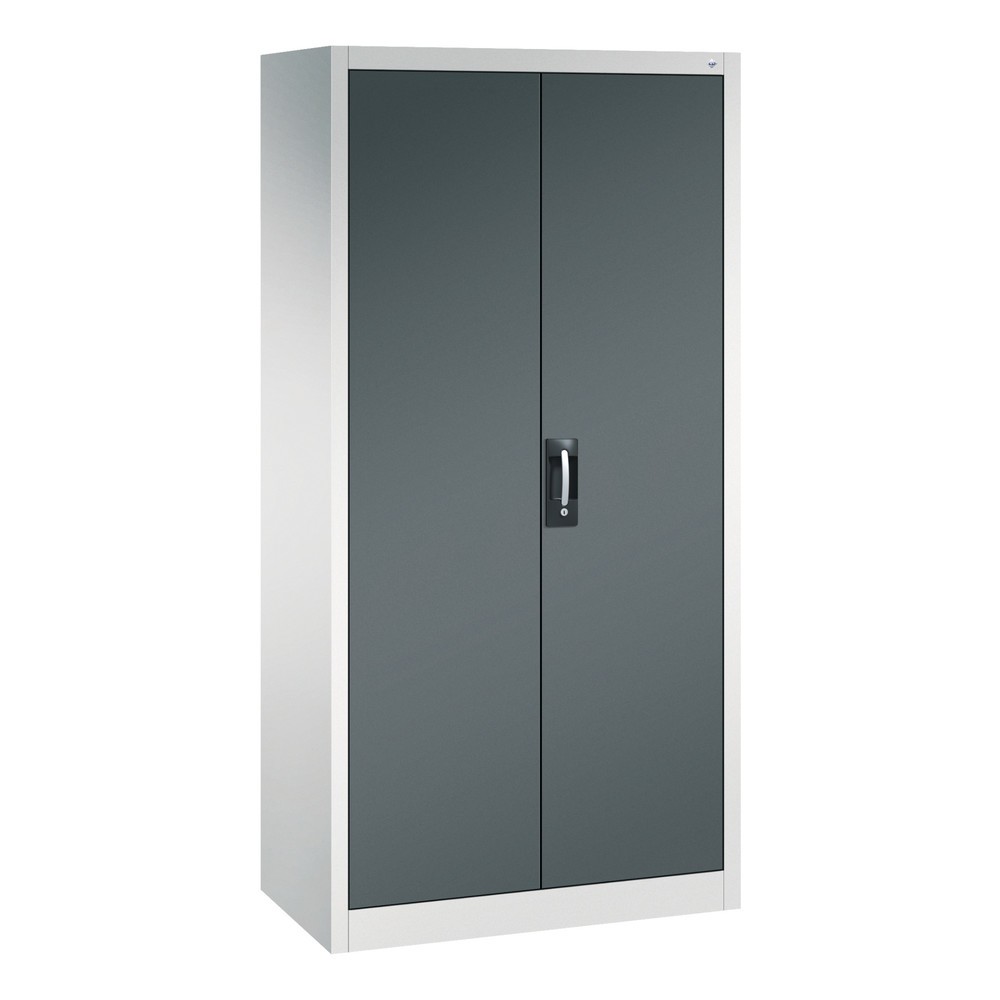 Numéro de l'image du produit 1: Armoire à portes battantes d’atelier C+P avec paroi centrale + 8 tablettes, H x l x P 1 950 x 930 x 500 mm, gris clair, gris anthracite