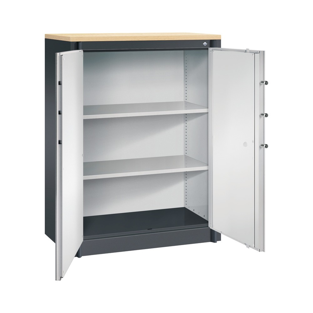 N° de l'image du produit 3 : Armoire à portes battantes de sécurité C+P, 3 niveaux, H x l x P 1 226 x 930 x 500 mm, gris noir/gris clair, Érable