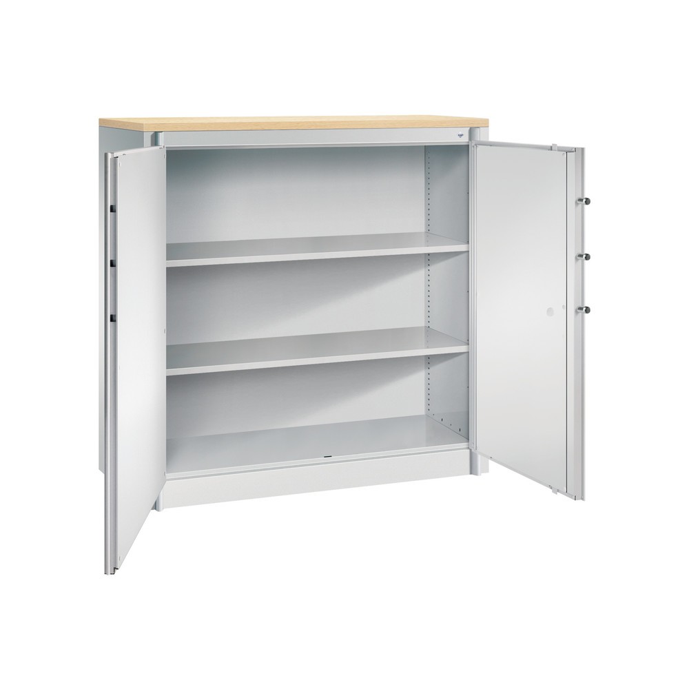 Numéro de l'image du produit 2: Armoire à portes battantes de sécurité C+P, 3 niveaux, H x l x P 1 226 x 1 200 x 500 mm, gris clair/gris clair, Érable