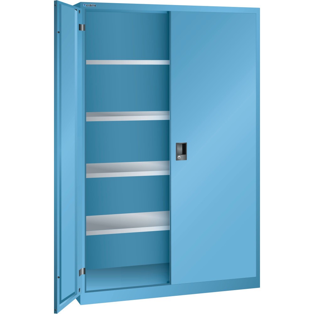 Illustration du produit: Armoire à portes battantes LISTA, (lxPxH) 1 250x400x1 950 mm, 4 étagères réglables, bleu clair, CODE Lock