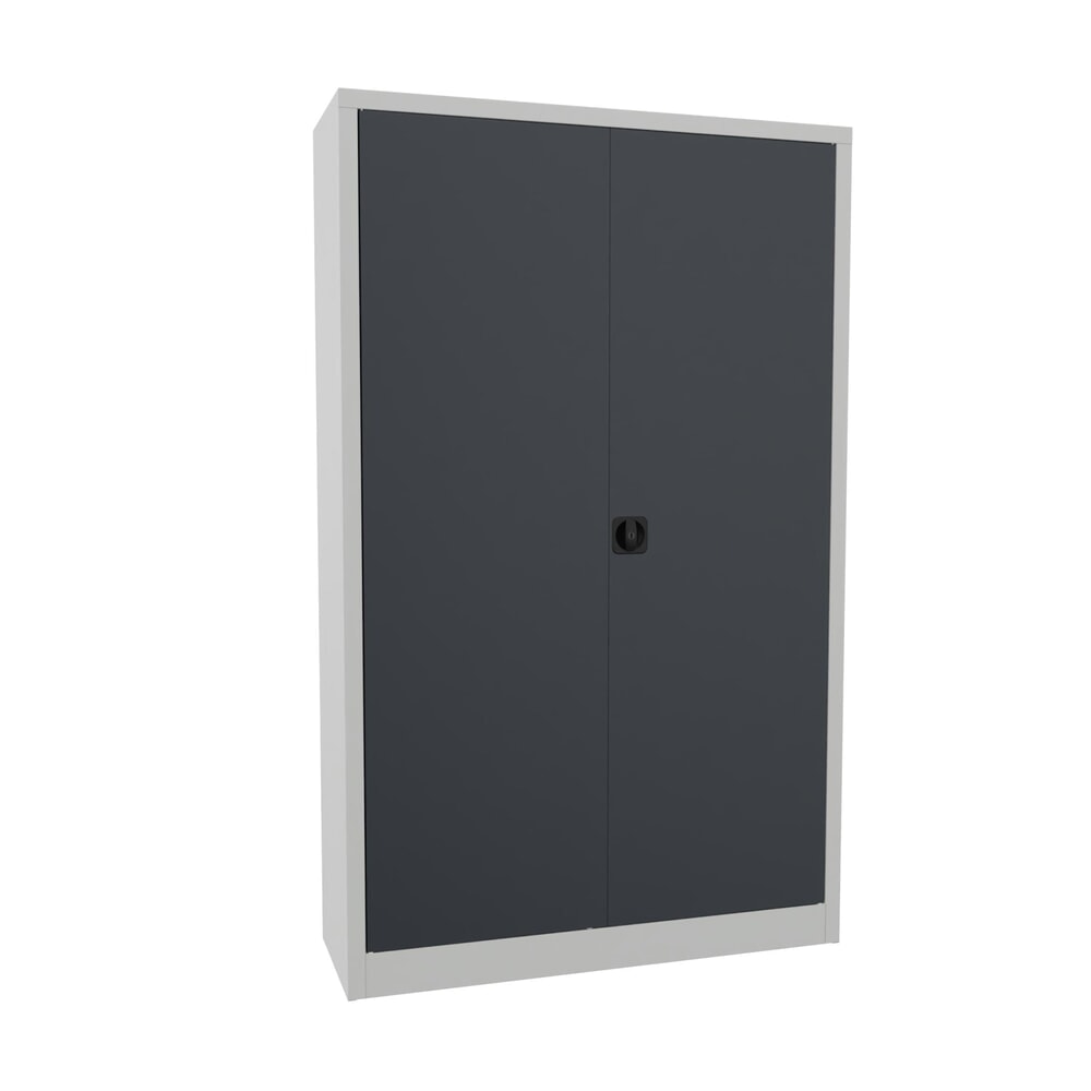 Numéro de l'image du produit 1: Armoire à portes battantes PAVOY, 4 tablettes, H x l x P 1 950 x 1 200 x 400 mm, gris anthracite, gris clair