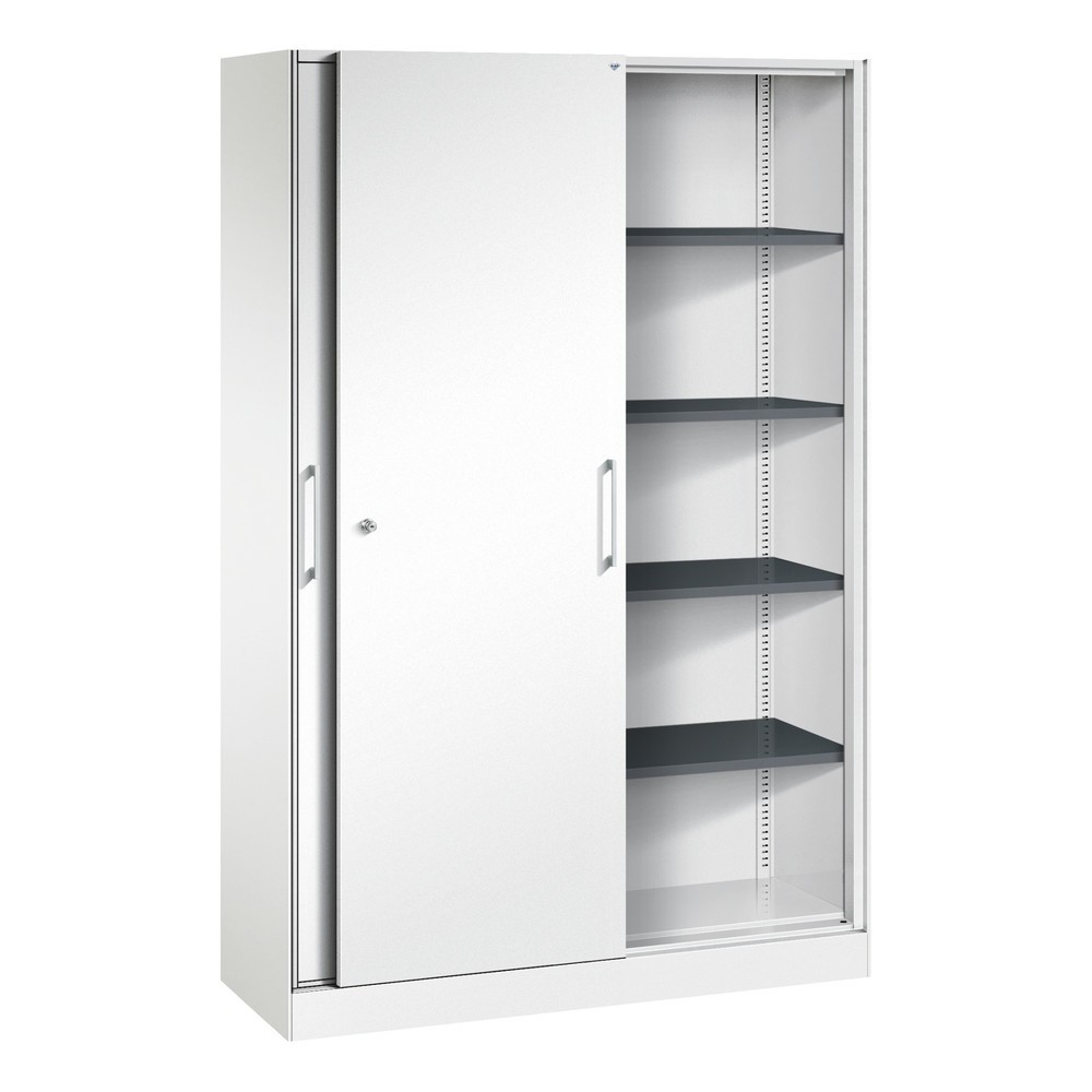 Numéro de l'image du produit 3: Armoire à portes coulissantes C+P Asisto, 5 hauteurs de classeur, largeur 1 200 mm, blanc signalisation, blanc signalisation