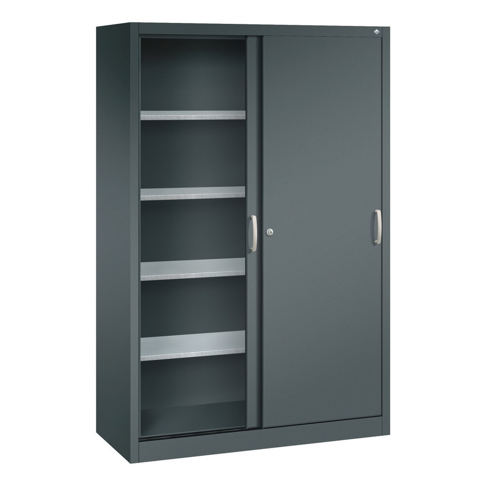 Numéro de l'image du produit 3: Armoire à portes coulissantes d’atelier C+P avec 4 tablettes, H x l x P 1 950 x 1 200 x 500 mm, gris anthracite, gris anthracite