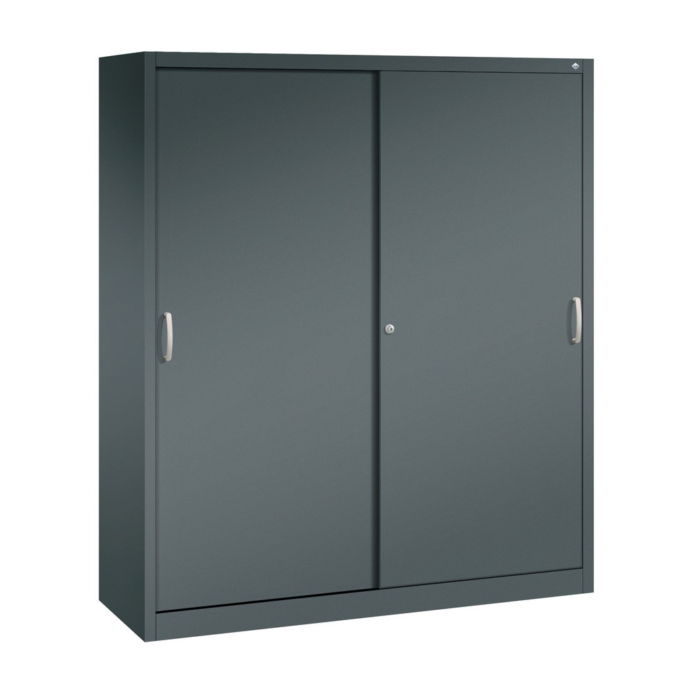 Illustration du produit: Armoire à portes coulissantes d’atelier C+P avec 8 tablettes, H x l x P 1 950 x 1 600 x 500 mm, cloison de séparation, gris anthracite, gris anthracite