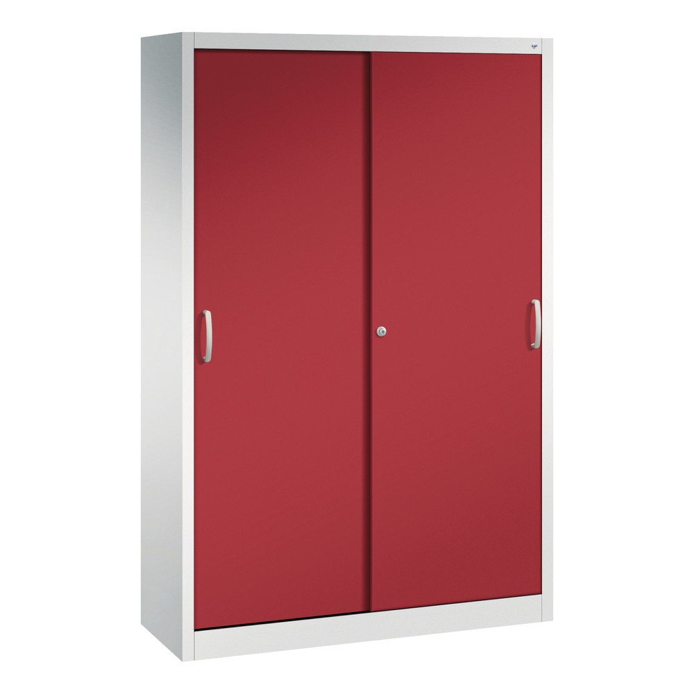 Numéro de l'image du produit 1: Armoire à portes coulissantes, H x l x P 1 950 x 1 200 x 400 mm, gris clair, rouge rubis