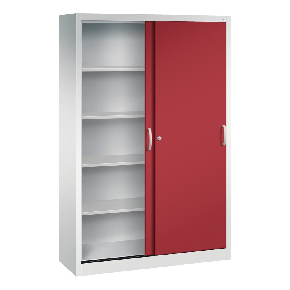 Numéro de l'image du produit 2: Armoire à portes coulissantes, H x l x P 1 950 x 1 200 x 400 mm, gris clair, rouge rubis