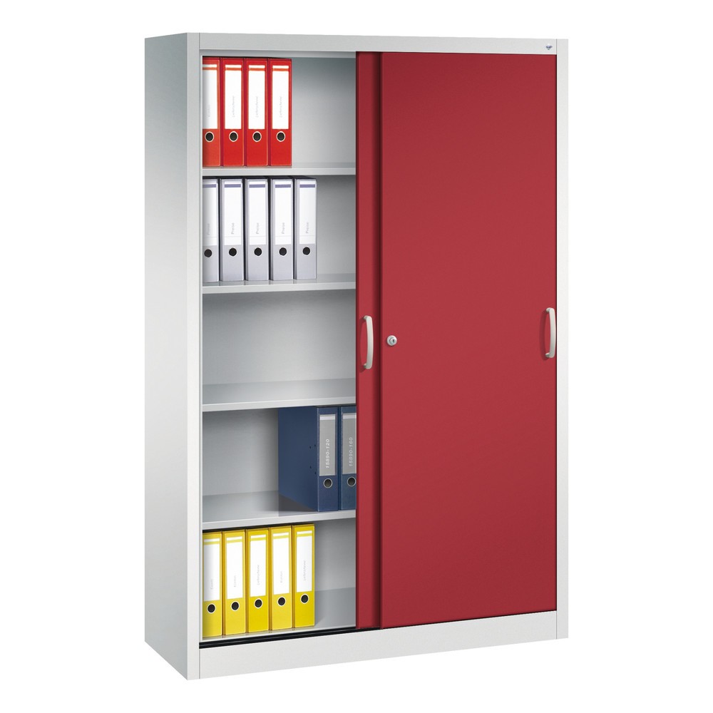 Numéro de l'image du produit 3: Armoire à portes coulissantes, H x l x P 1 950 x 1 200 x 400 mm, gris clair, rouge rubis