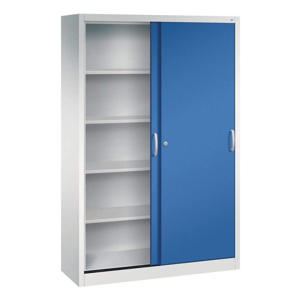 Numéro de l'image du produit 4: Armoire à portes coulissantes, H x l x P 1 950 x 1 200 x 400 mm, gris clair, bleu gentiane