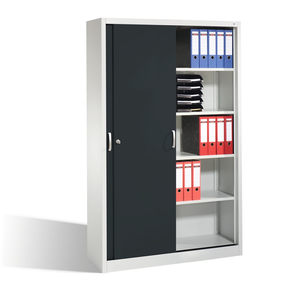 Numéro de l'image du produit 5: Armoire à portes coulissantes, H x l x P 1 950 x 1 200 x 400 mm, gris clair, gris noir