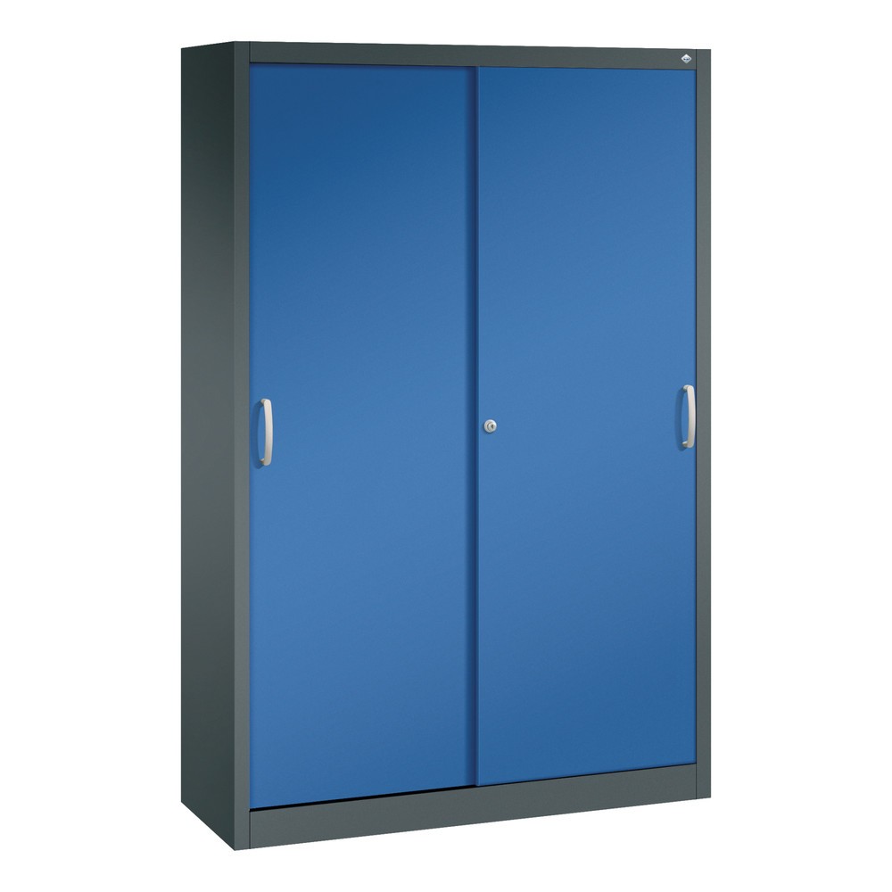 Numéro de l'image du produit 1: Armoire à portes coulissantes, H x l x P 1 950 x 1 200 x 400 mm, gris anthracite, bleu gentiane
