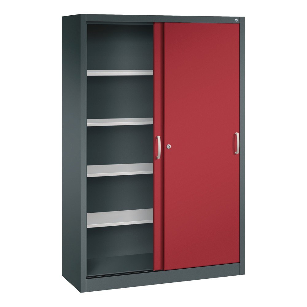 Numéro de l'image du produit 4: Armoire à portes coulissantes, H x l x P 1 950 x 1 200 x 400 mm, gris anthracite, rouge rubis
