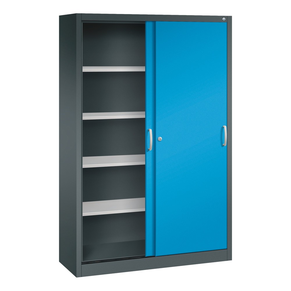 Numéro de l'image du produit 4: Armoire à portes coulissantes, H x l x P 1 950 x 1 200 x 400 mm, gris anthracite, bleu clair