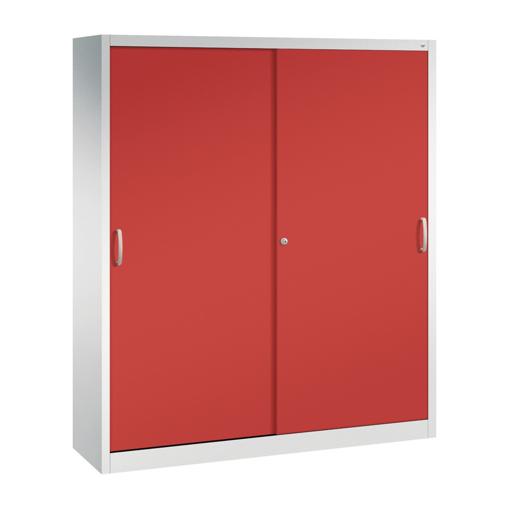 Numéro de l'image du produit 1: Armoire à portes coulissantes, 1 950 x 1 600 x 400 mm, gris clair, rouge rubis