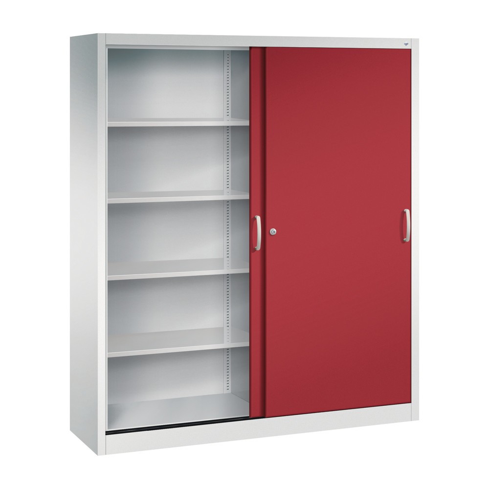 Numéro de l'image du produit 2: Armoire à portes coulissantes, 1 950 x 1 600 x 400 mm, gris clair, rouge rubis