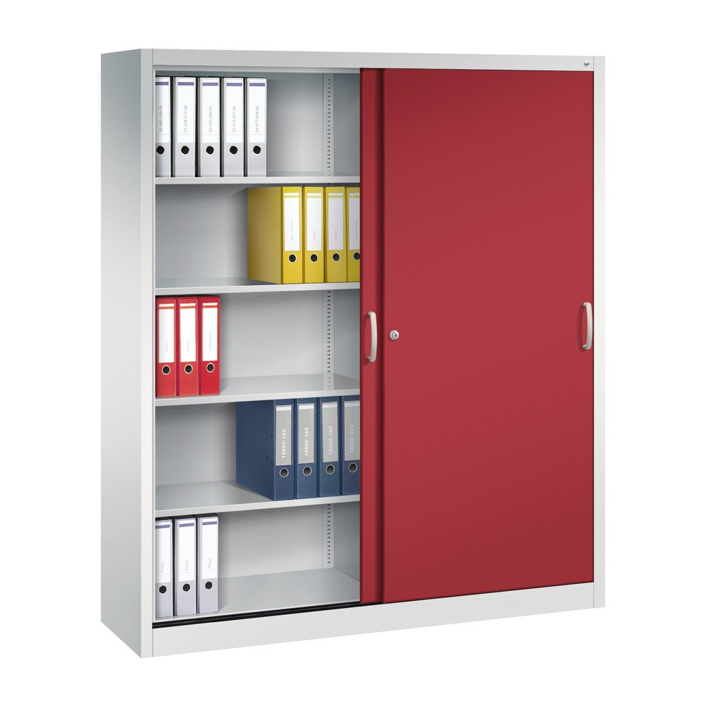 Numéro de l'image du produit 3: Armoire à portes coulissantes, 1 950 x 1 600 x 400 mm, gris clair, rouge rubis