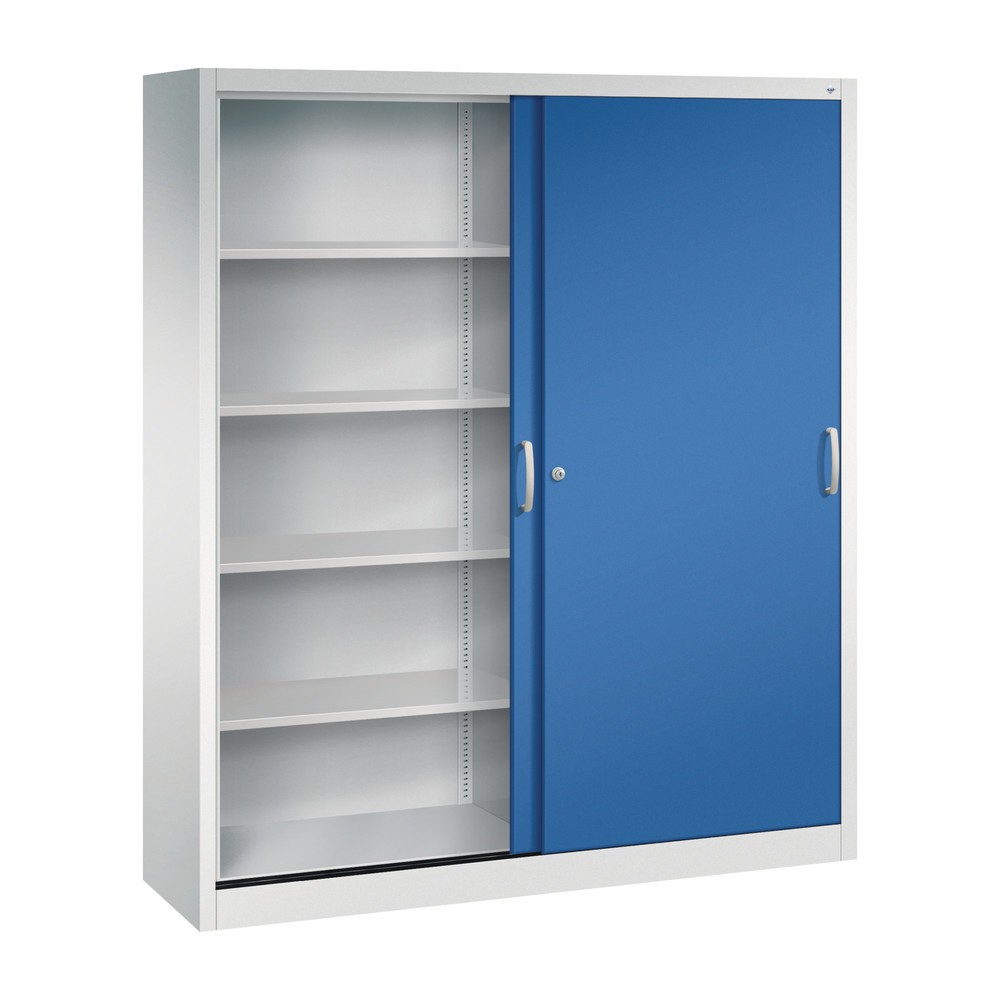 Numéro de l'image du produit 3: Armoire à portes coulissantes, 1 950 x 1 600 x 400 mm, gris clair, bleu gentiane