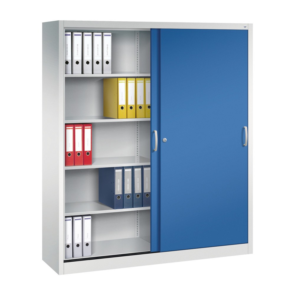 Numéro de l'image du produit 4: Armoire à portes coulissantes, 1 950 x 1 600 x 400 mm, gris clair, bleu gentiane