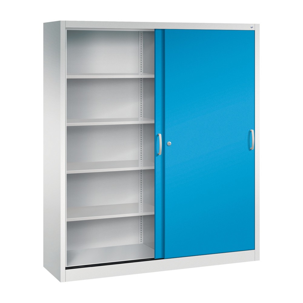Numéro de l'image du produit 3: Armoire à portes coulissantes, 1 950 x 1 600 x 400 mm, gris clair, bleu clair