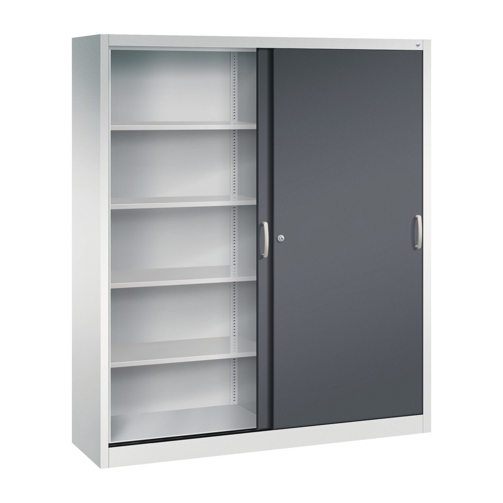 Numéro de l'image du produit 3: Armoire à portes coulissantes, 1 950 x 1 600 x 400 mm, gris clair, gris noir