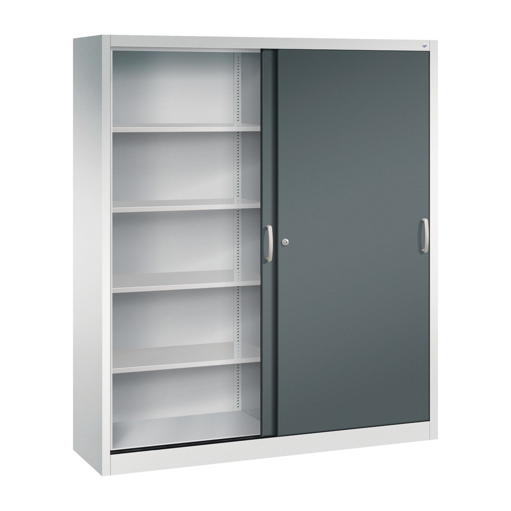 Numéro de l'image du produit 3: Armoire à portes coulissantes, 1 950 x 1 600 x 400 mm, gris clair, gris anthracite