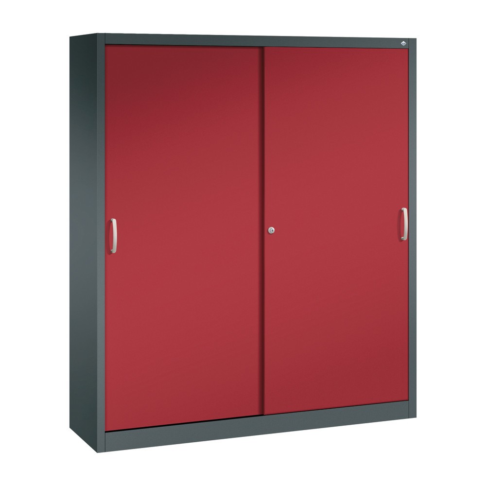 Numéro de l'image du produit 1: Armoire à portes coulissantes, 1 950 x 1 600 x 400 mm, gris anthracite, rouge rubis