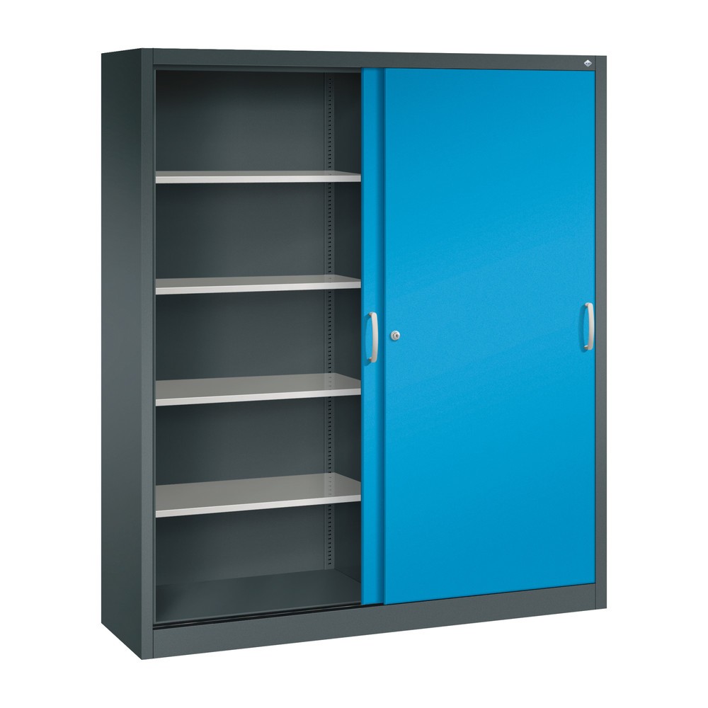 Numéro de l'image du produit 3: Armoire à portes coulissantes, 1 950 x 1 600 x 400 mm, gris anthracite, bleu clair